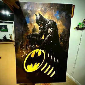 LED Superhero Batman (20in x 30in) Framed Ready to Hang Wall Art